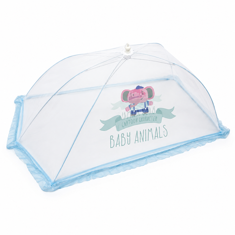 Stainless Steel - Foldable Umbrella Mosquito Net - Blue - Elephant