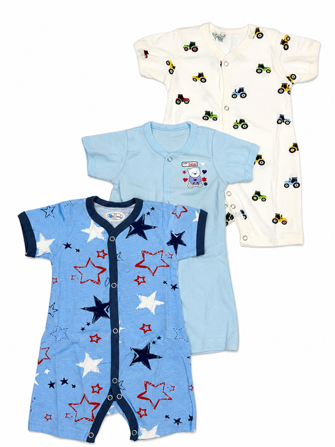 Montaly's - Pack of 3 Sleeveless Rompers - Blue