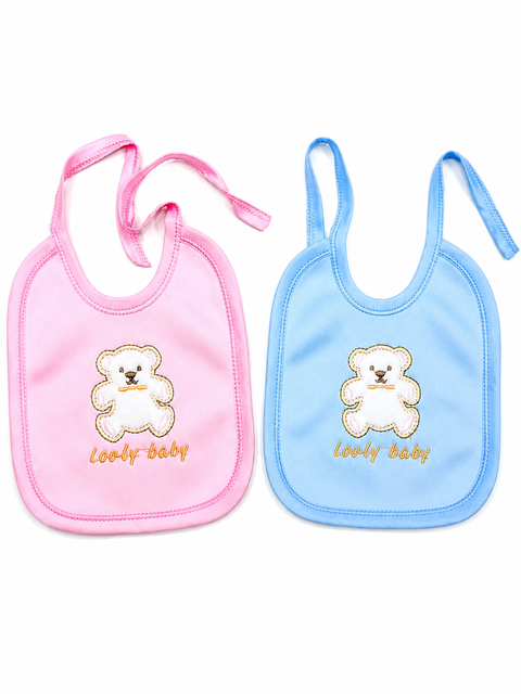Pack of 2 Bibs - Pink & Blue - Bears