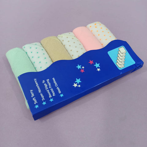 Pack of 6 Face Towels - Plain & Dots