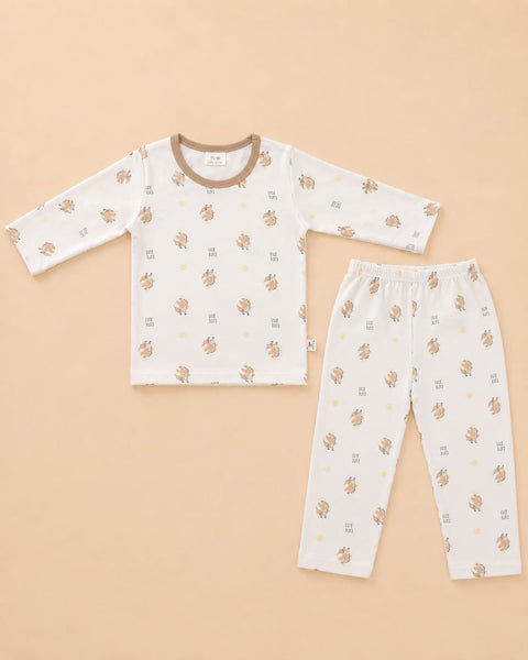 Night Suit - Cotton Interlock - Blue - Cute Din