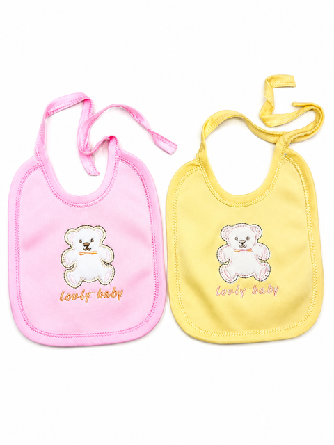 Pack of 2 Bibs - Pink & Yellow - Bears