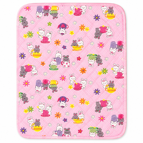 Diaper Changing Sheet - Large - Pink - Bunny Tea Time