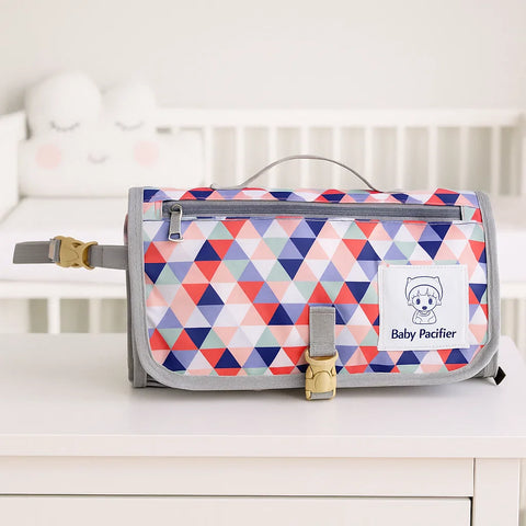 Diaper Changing Clutch - Blue Triangles